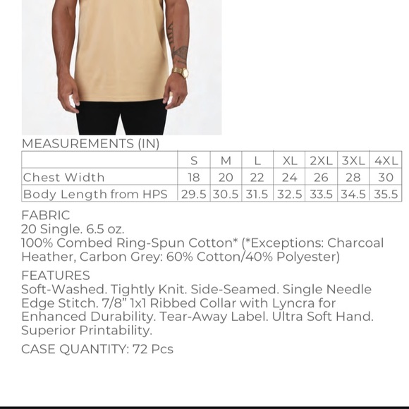 Cotton Heritage Men’s Heavyweight T-shirt - Picture 3 of 3